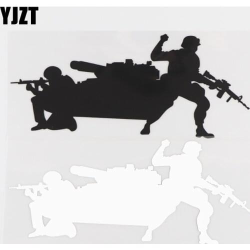 YJZT 8.7×17.8CM Soldier And Tank Classic Car Sticker Vinyl Personality Fashion Decorative Pattern Black / Silver 20C-0214