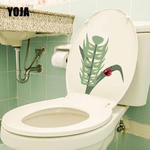 YOJA 19.7X22.3CM Green Ear Of Wheat And Coccinella Septempunctata Home Decor Wall Sticker Toilet Decal T5-1070