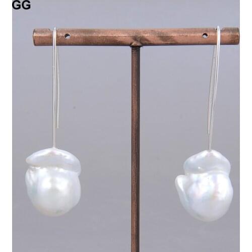 GuaiGuai Jewelry Natural Baroque Big Freshwater Keshi Pearl Earrings Real 925 Earings Pearl Drop Earrings