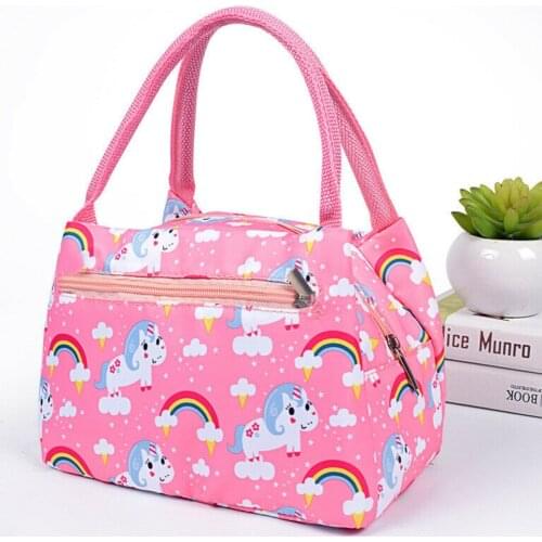 Lunch Bag Womens Portable Bento Box Alpaca Cactus Unicorn Flamingo Bear Insulated Thermal Cooler Carry Office Storage Bag