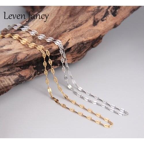 Girls 925 Sterling Silver Gold Sequin Chain Necklaces Women Simple Sweater Pig Nose Chain Necklace Statement Choker Jewelry