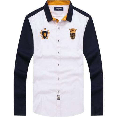 Men Clothing Blouse Casual Business Patchwork Full Shirt 2021 Brand Harmont&Blaine Blouses Cotton Office Mens dress Shirts