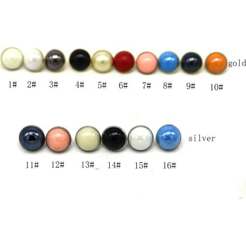 100pcs/lot 10mm mushroom mixed color metal buttons for garment Vintage button to DIY button