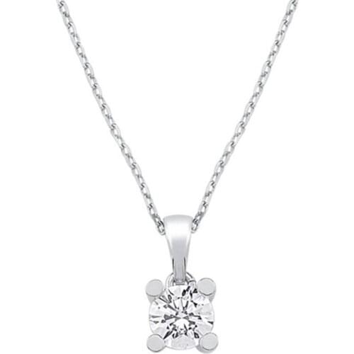 18K Gold Natural Diamond 0.15ct E-F vs Round Nail Solitaire Necklace WPN3361-1