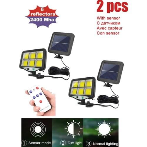 2pcs seperable 120LED Solar Light Solar Lamp PIR Motion Sensor Spotlight Waterproof Outdoor Adjustable Angle Lights For Garden W