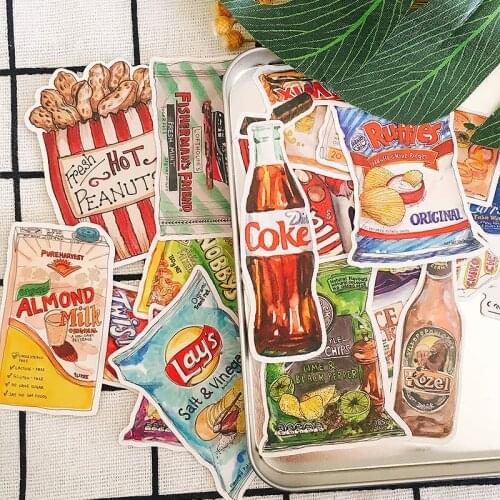20PCS Daily snacks Stickers Crafts And Scrapbooking stickers book Student label Decorative sticker DIY Stationery