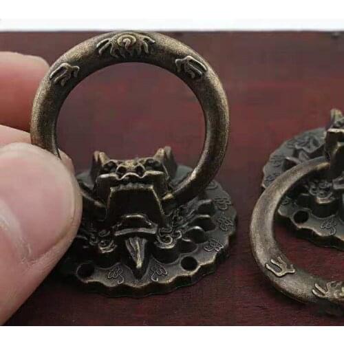 2021 New 32*47mm Dragon Head Handle Retro Zinc Alloy Small Pulls Ring Drawer Wine Box Knob Decoration Handles