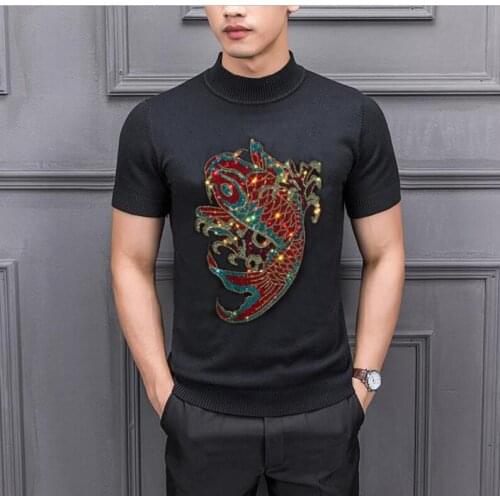 2021 Autumn Winter Brand Quality 100% Cotton Mens Sweaters V Neck Pullovers Men Diamond stone Sweater Men