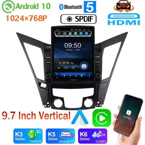 9.7" Vertical Tesla Style Android 10.0 GPS Multimedia For Hyundai Sonata 8 2011-2015 Car Radio CarPlay DSP 4G LTE WiFi PX6 SPDIF