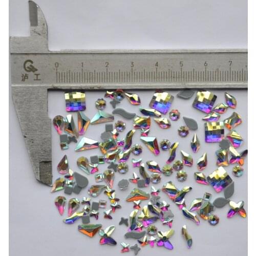 Free Shipping!High Quality Mix Sizes Mix Shapes Crystal AB Flat Back Hotfix Rhinestones/ Iron On Flat Back Crystals Glass Stones