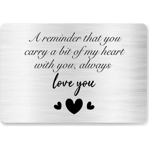 A Reminder Engraved Wallet Card Inserts for Boyfriend Wife Husband Girlfriend Friends,Love Note Cards Birthday Christmas Gifts