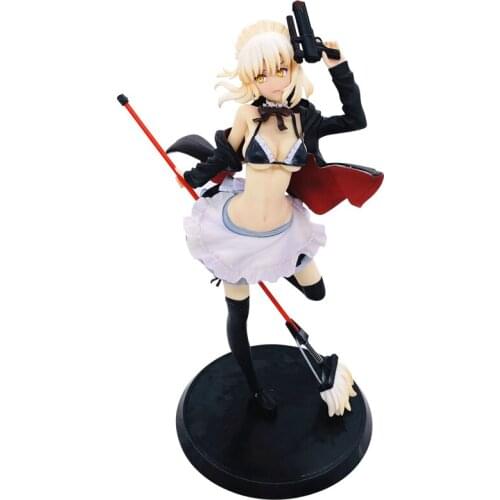 Jeanne anime figures Fate/stay night Saber 28cm PVC action figure toy Take a gun and a broom Model Toy Sexy Girl Collection Doll