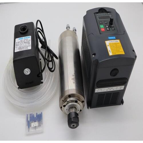 CNC milling spindle ER20 2.2KW water cooling spindle+1water pump +1water pipe+1 piece 2.2KW inverter +1 cnc engraving bits