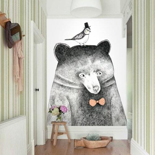 Tuya Art Animal Mural Wallpaper panda lion bear and dog on the wall for childrens wallpaper nursery room bedding home decor