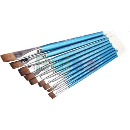 HWAHONG Artist Design Acrylic gouache Painting Paint Brushes Flat Flat Brush 926 Series,Horse hair,No. 1,2,3,4,5,6,7,8,10,12