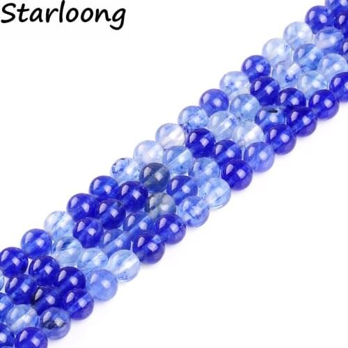 High Quality Watermelon Blue Natural Stone Round Loose Ball Beads 15" Strand 4 6 8 10 12 14MM for DIY Jewelry Making Bracelet
