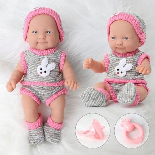 10 inch bebe reborn doll 26CM simulation Realistic waterproof silicone newborn baby Hand bell clothes hat sock set for toy kids