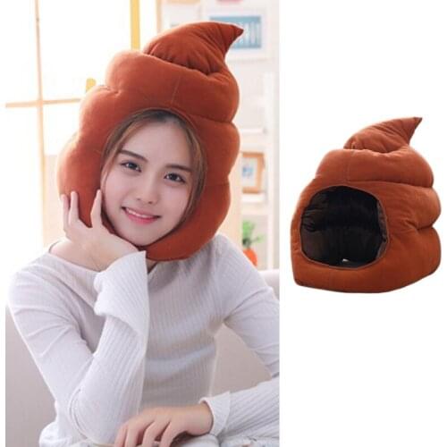 Cute Shit Shape Plush Hat Stuffed Toy Funny Fake Poop Headgear Party Photo Props Y1QD