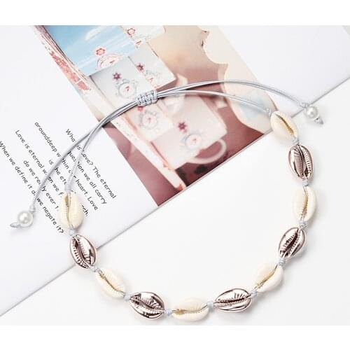 Fashion Boho Summer Conch Shell Necklace Sea Beach Seashell Choker Pendant Necklaces For Women Girl Simple Rope Bohemian Jewelry