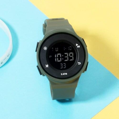 Fashion Waterproof LED Digital Watch With PU Leather Strap Round Dial Wrist Watch for Casual Daily Kids Boys Girls NYZ S