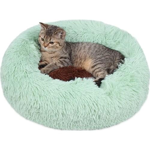 Soft calming pet bed Dog Round Long Plush Dog Beds for Large Dogs Cushion Super Soft Fluffy Comfortable Washable Pet Calming Bed