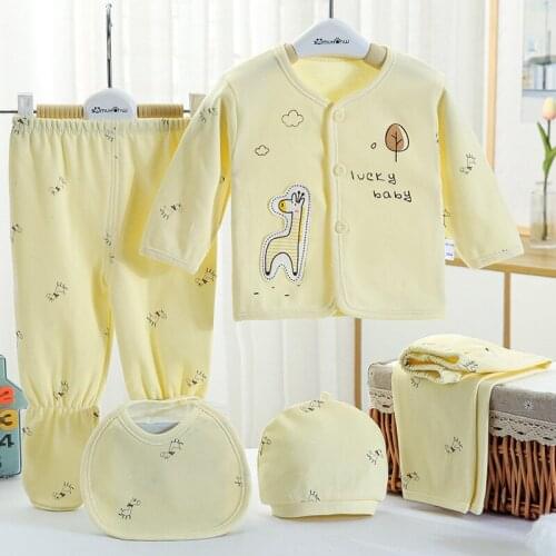 5pcs Newborn Baby Outfit Baby Girl Clothes 0-3m Spring Summer Print Cartoon Newborn Clothing Gift Set Cotton Baby Boy Clothes