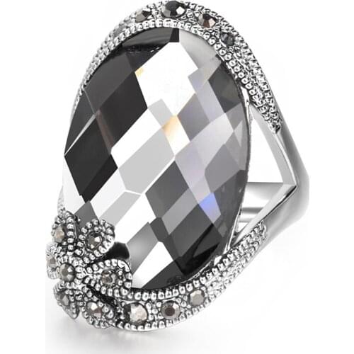 New Trendy Geometric Design Jewelry Rings For Women Luxurious Temperament Ladies Crystal Zircon Ring Wedding Party Rings Jewelry