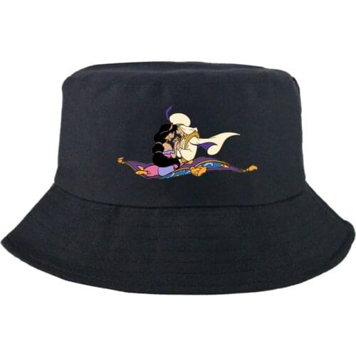 Disney Aladdin and the magic lamp Jasmine Panama Cap Outdoor Summer Double-sided Bucket Hat Cartoon Fashion Sunscreen Casual