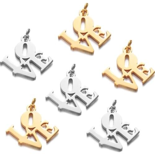 5pcs Stainless Steel Letter Love Charms Pendant for DIY Necklace Jewelry Making Accessories Findings Gold/Silver Color
