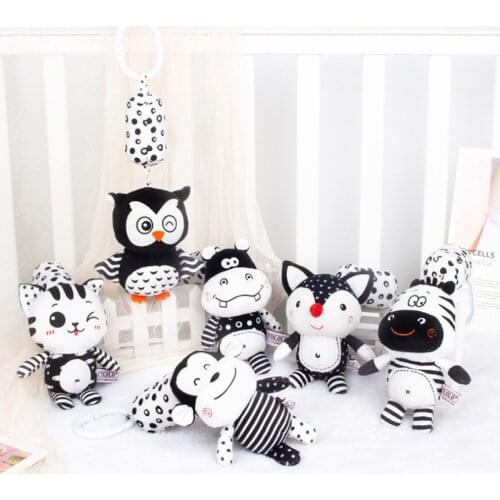 Newborn Baby Plush Stroller Toys Baby Rattles Mobiles Cartoon Animal Hanging Toys Montessori Soft Plush Toys Gift Car Pendant