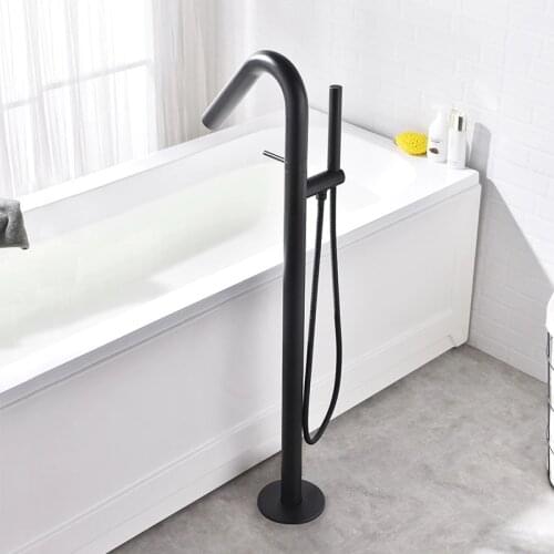 Bathtub Floor Standing Faucet Solid Brass Bathroom Bathtub Mixer Faucet Bathtub Tap Shower Matte Black Bathtube Faucets Tub Tap