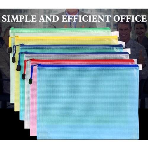 A4 Grid Transparent Document Organizer PVC Zipper Stationery School Handle Paper Pouch File Organizer A3/A4/A5/A6 Document Bag