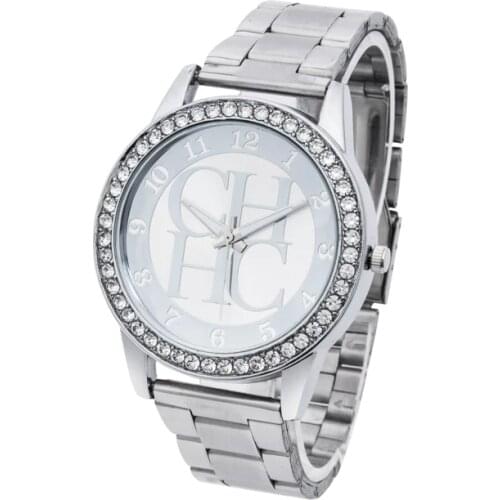 Relogio 2021New Luxury Brand CH Women Watch Fashion Three-color stainless Watch Rhinestone Quartz Wristwatches Montre femme