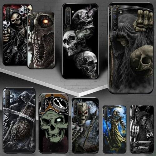 PENGHUWAN Grim Reaper Skull Skeleton Luxury Luxury Unique Design Phone Cover For OPPO Realme 5 3 2 Pro F7 F9 F11 F3 RENO Cover