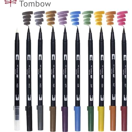 TOMBOW ABT Dual Brush Pen Watercolor Pens Double Head 108 Colors Sketching Drawing Writing Japanese Stationery