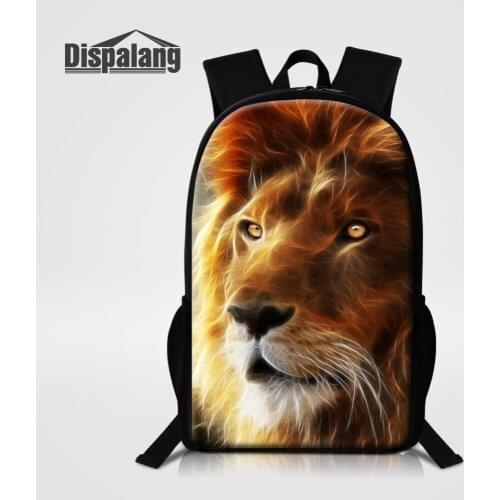 Dispalang Lion Tiger Backpack Leopard Giraffe Children School Bags Horse Wolf Animal Boys Bookbag Men Travel Shoulder Bag Rugtas
