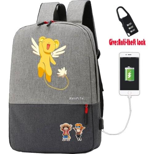 Anime Cardcaptor Sakura Backpack women men Anti-theft USB Charging Laptop backpack student book Bags teenagers Travel backpack