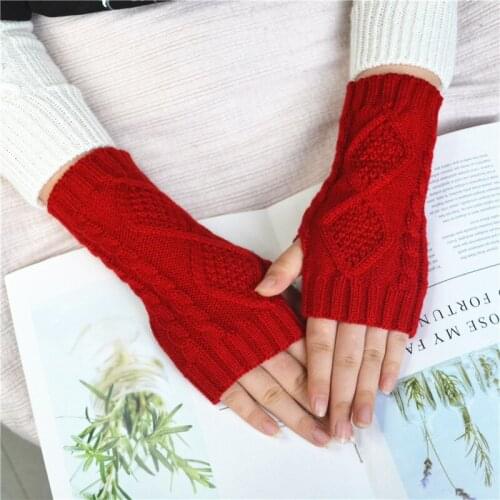 H:HYDE Knitted Long Hand Gloves Women Warm Winter Gloves Fingerless Gloves For Women Girl Mittens Stretch Arm Warmer