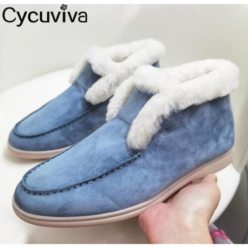 High Quality Winter Wool Women Snow Boots Skidproof Platform Flat Shoes Woman Slip On Boots Runway Warm Down Short Boots Femme