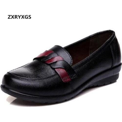 ZXRYXGS Brand Shoes Soft Comfortable Women Flat Shoes 2020 New Spell Colors Real Leather Shoes Women Fashion Shoes Casual Flats