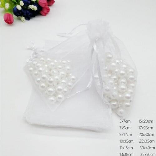 10*15cm 100pcs White Gift Bags For Jewelry/Wedding/Christmas/Birthday Yarn Bag With Handles Packaging Organza Bags Diy Gift Bag