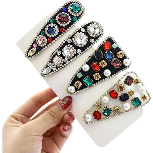 10 Colours Rhinestone Hair Clip Fashion Crystal Pearl Hairpin Japanese And Korean Girl Cute Bangs Broken Headwear