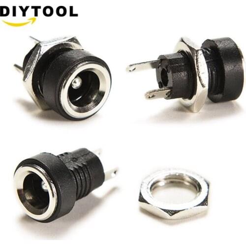 10Pcs 3A 12V For DC Power Supply Jack Socket Female Panel Mount Electrical Socket Connector 5.5mm x 2.1mm Terminal Types 5.5*2.1