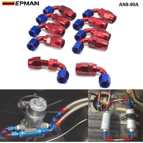 10pcs /set 90Degree High Performance AN8 Hose End Fitting Aluminum Oil cooler hose fitting AN8-90A