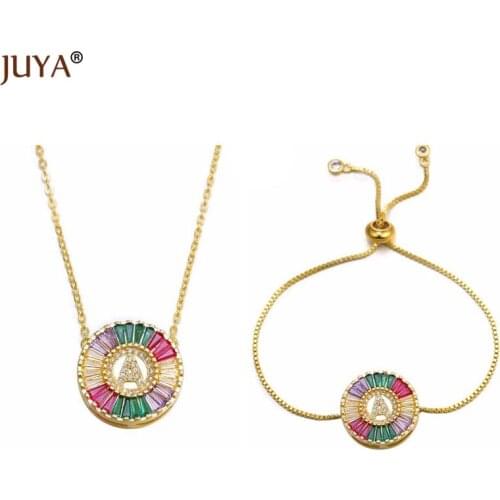 2 Pcs Gold Chain Letter Necklace Jewelry Luxury Colour Zircon Crystal Round Charm Pendant Letters Jewelry For Women Girls