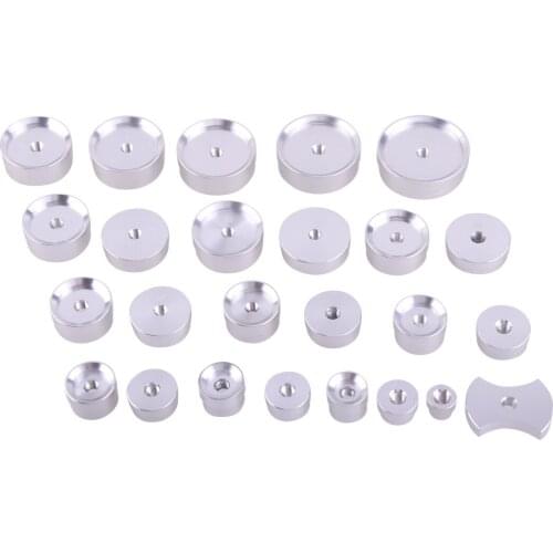 25pcs Silver Watch Back Case Aluminum Closer Press Dies Kit Watchmaker Repair Tool