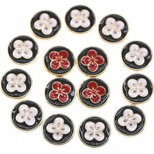 50pcs 11.5mm black/Red flower Flatback Delicate Round Buttons Home Garden Crafts Scrapbooking DIY crafts