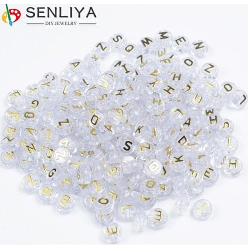 8mm Lucency Letter Acrylic Beads Round Flat Alphabet Loose Spacer Beads For Jewelry Handmade DIY Bracelet Necklace 50/100/200Pcs