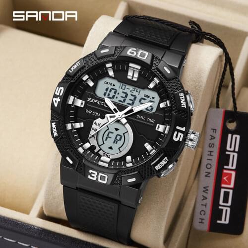 SANDA Fashion Luxury Raise hand light Luminous Mens Quartz Watch Sports 50 Meters Waterproof Calendar Men Watch Reloj de hombre