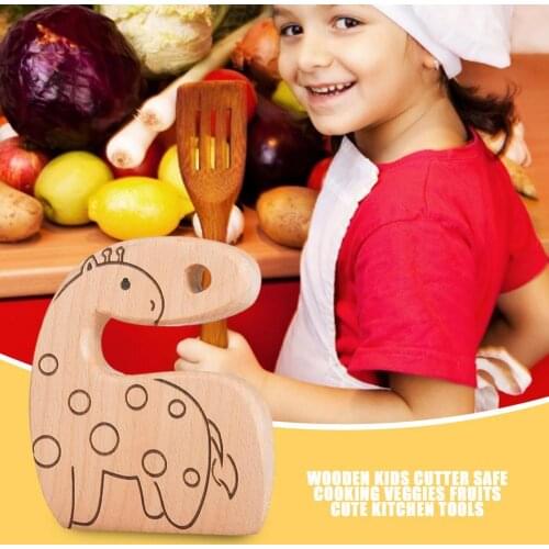 Wooden Kids Cutter Safe Cooking Veggies Fruits Cute Kitchen Tools Ability Training For Children Early Learning Educational Toys